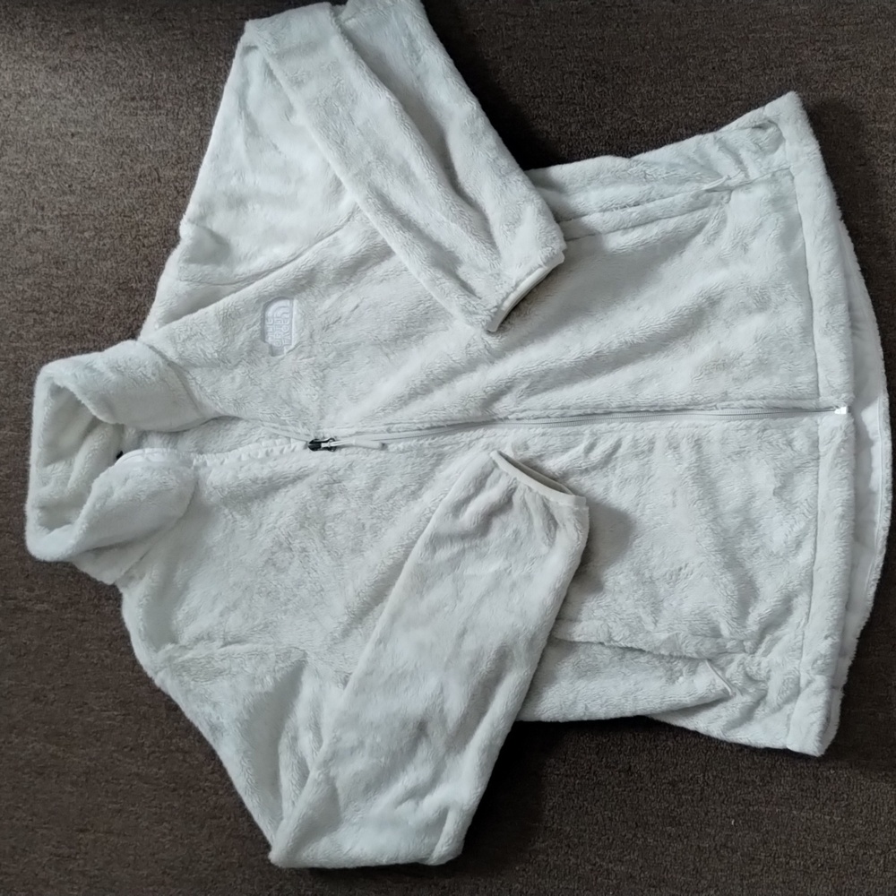 North face off-white zip down jacket
